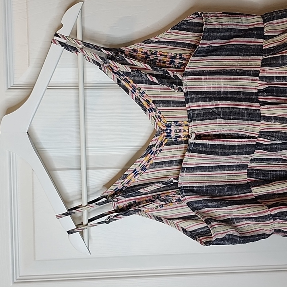 Savanna Jane Embroidered Babydoll Cami Striped Mini Dress, Size Small - Picture 4 of 9